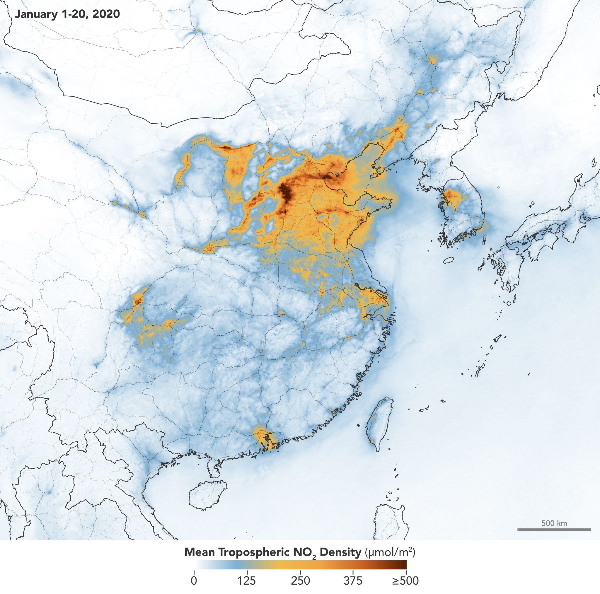 Airborne Nitrogen Dioxide Plummets Over China - related image preview
