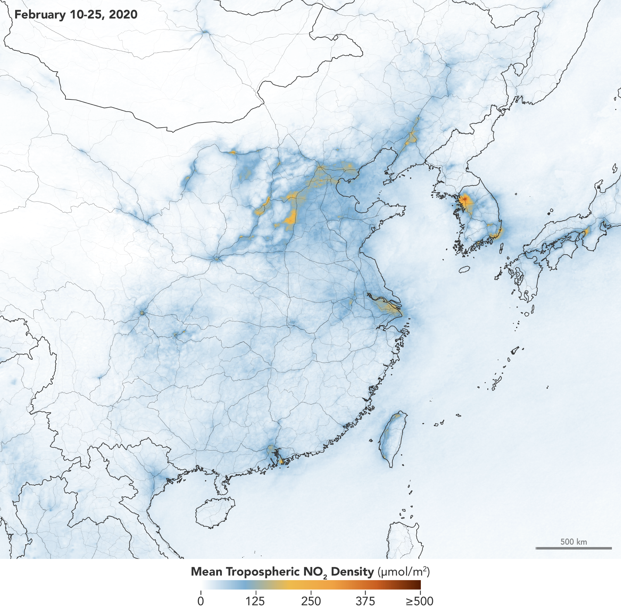 Airborne Nitrogen Dioxide Plummets Over China - related image preview