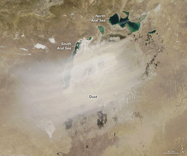 A Dusty Day Over the Aral Sea