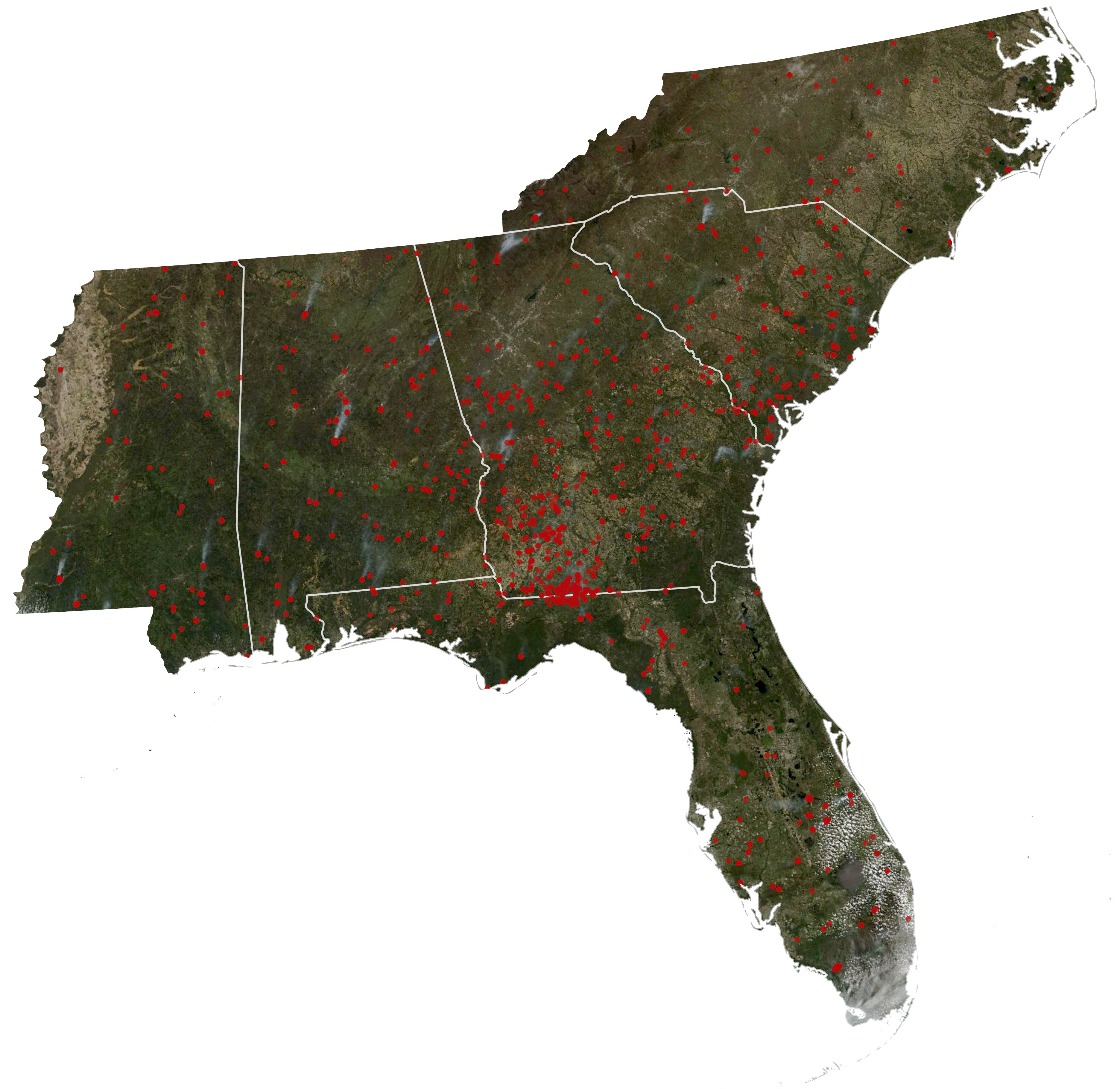 Satellites Show a Decline in Fire in the U.S. Southeast - related image preview