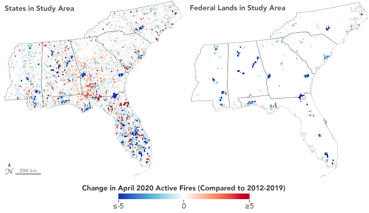 Satellites Show a Decline in Fire in the U.S. Southeast
