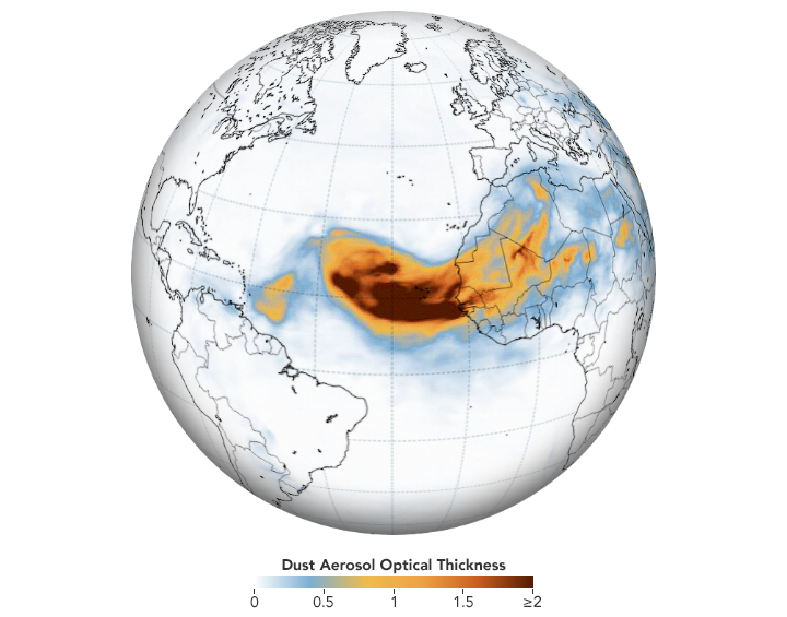 Dust Traverses the Atlantic Ocean - related image preview