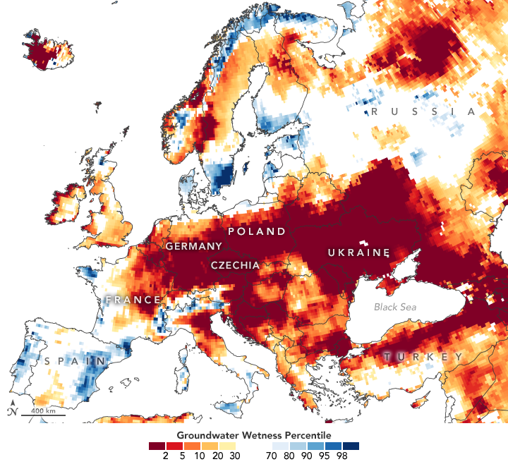 Signs of Drought in European Groundwater