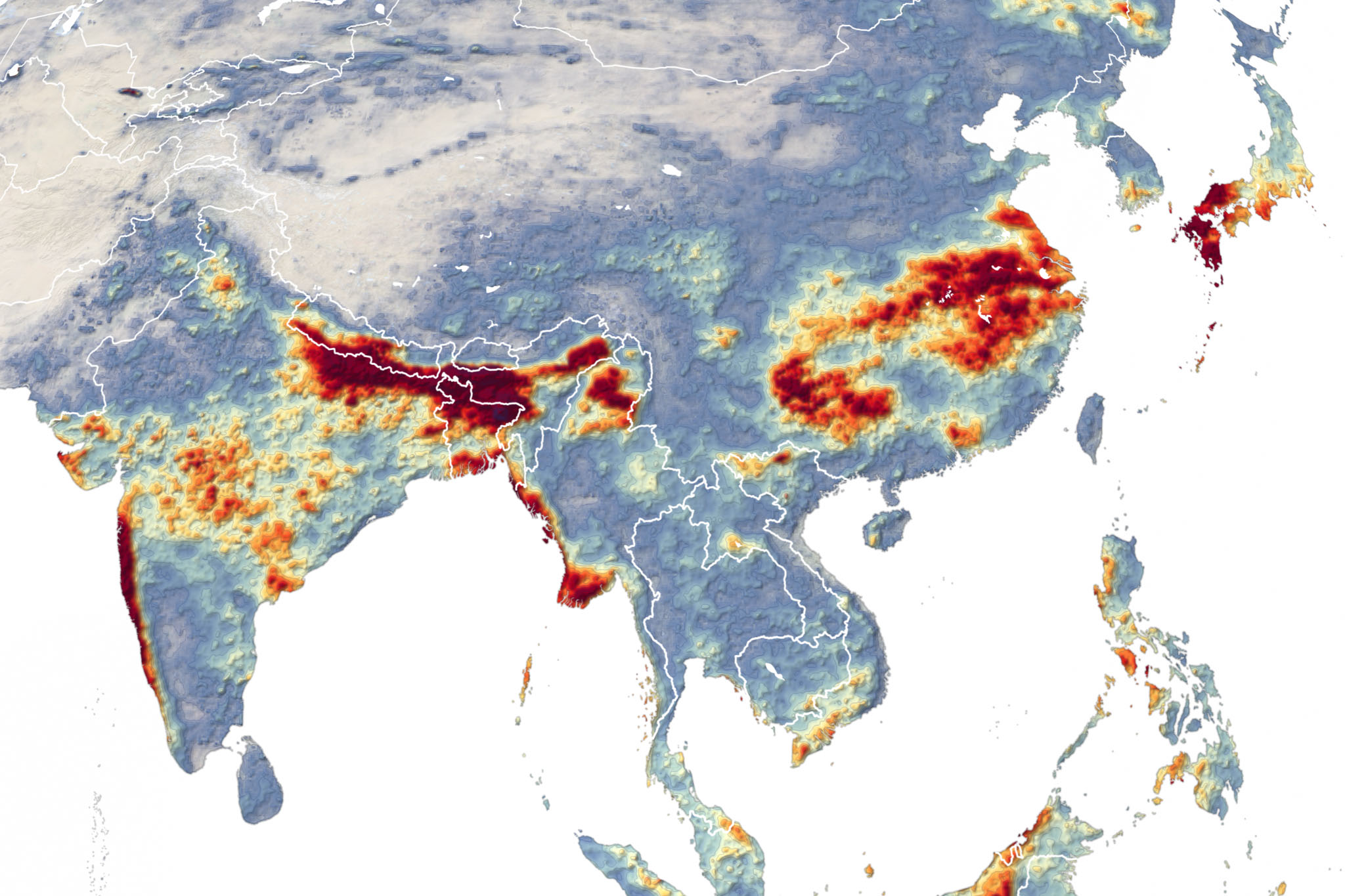 Satellite View Of Indian Monsoon Excessive Monsoon Rains Flood Asia