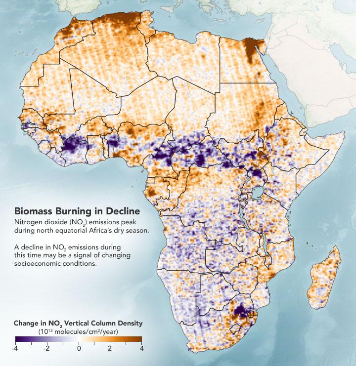 Reduced Fires Lead to Some Air Quality Improvements in Africa