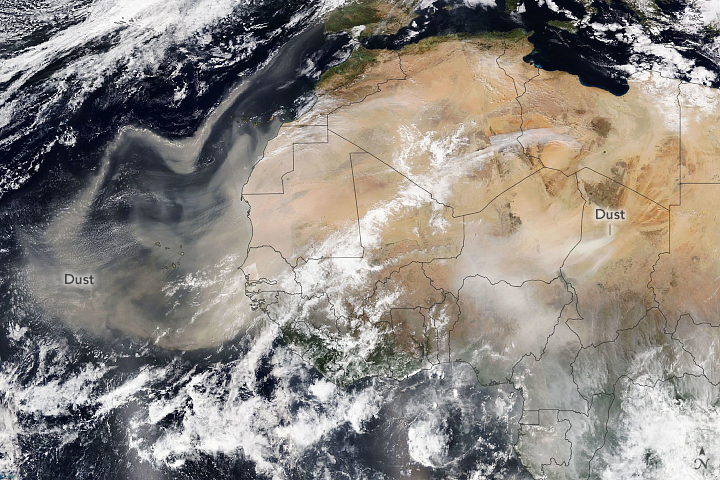 Saharan Dust Heading for Europe