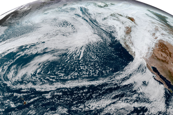 Satellite images show 'bomb cyclone' churning off California coast