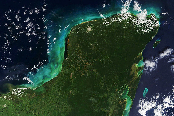 Sediment Swirls Off the Yucatán