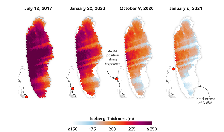 Tracking the Demise of a Giant Antarctic Iceberg