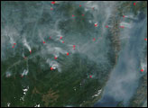 Fires around Lake Baikal, Russia