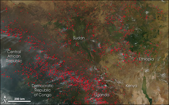 Fires in Sudan and Neighboring Countries