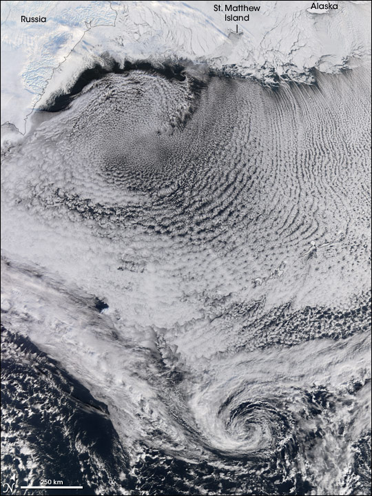 Cloud patterns in the Bering Sea