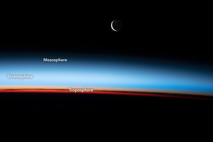 Earth’s Limb with a Crescent Moon