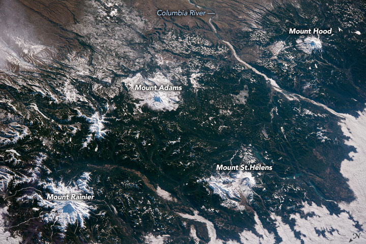Quartet of Snowy Cascade Volcanoes