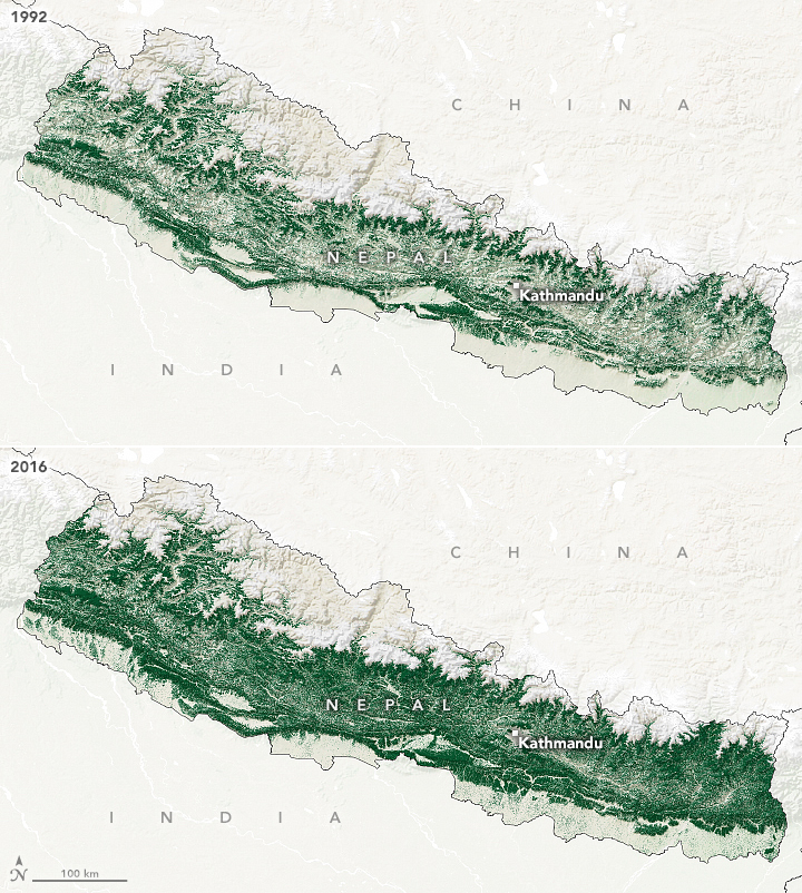 Forest cover in Nepal has doubled since 1992 - NASA