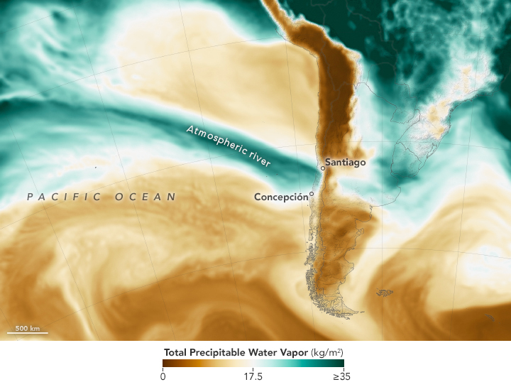 Atmospheric Rivers Swamp Central Chile