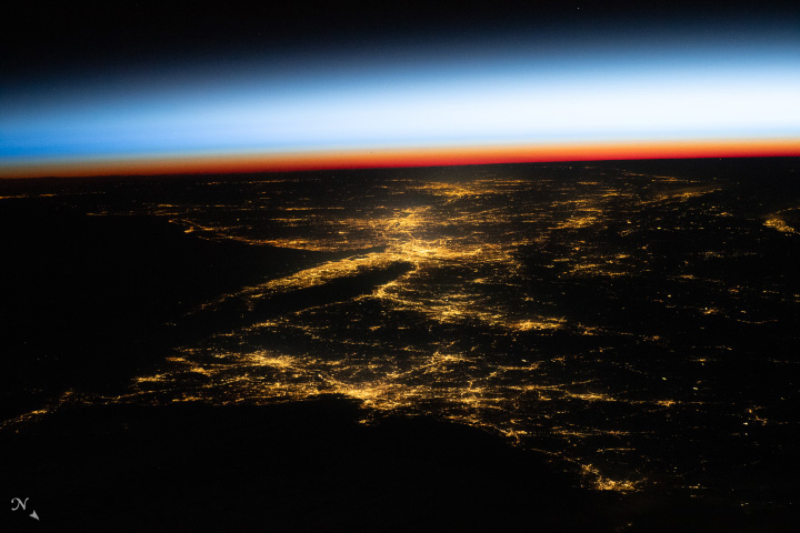 Sundown and Lights Up Over the U.S. Northeast