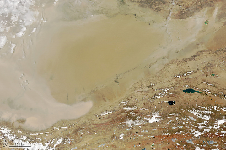 Dusty Spring in the Tarim Basin