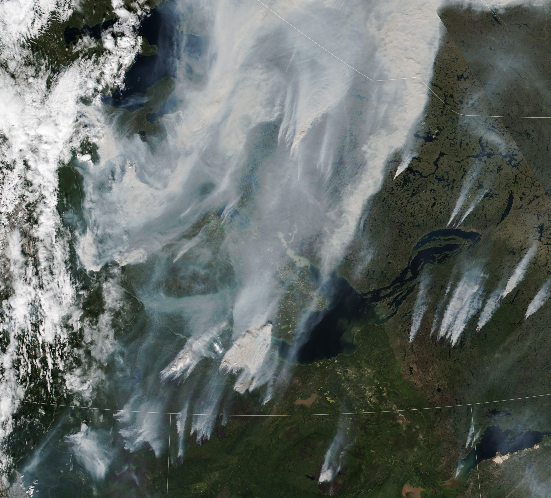 Wildfire in the boreal forests in northerly Canadian territory