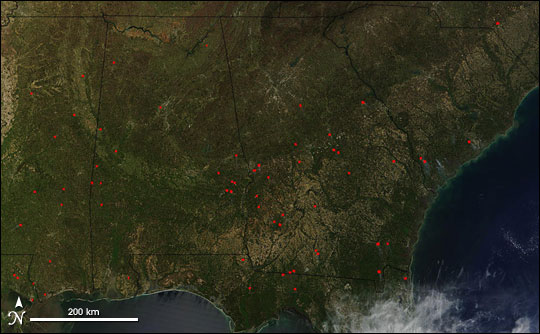 Fires in the Southeastern United States