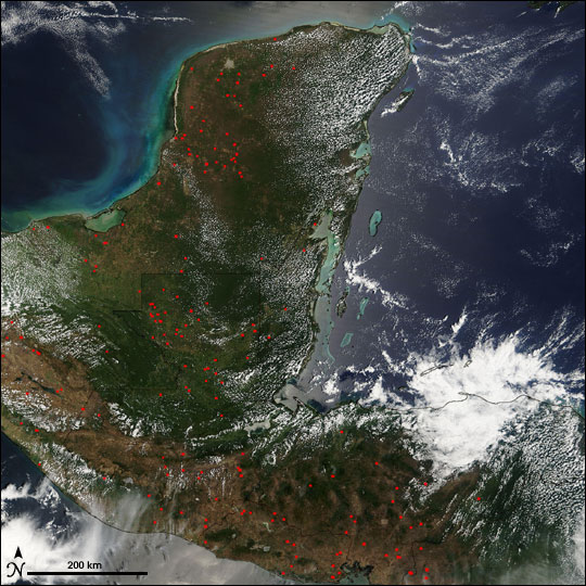 Fires in the Yucatan and Central America