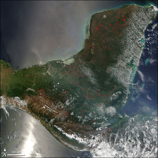 Fires in the Yucatan and Central America