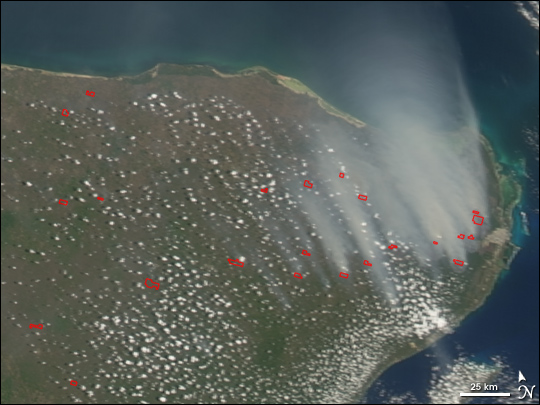 Fires in the Yucatan and Central America