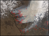 Fires in Russia and China near the Amur River