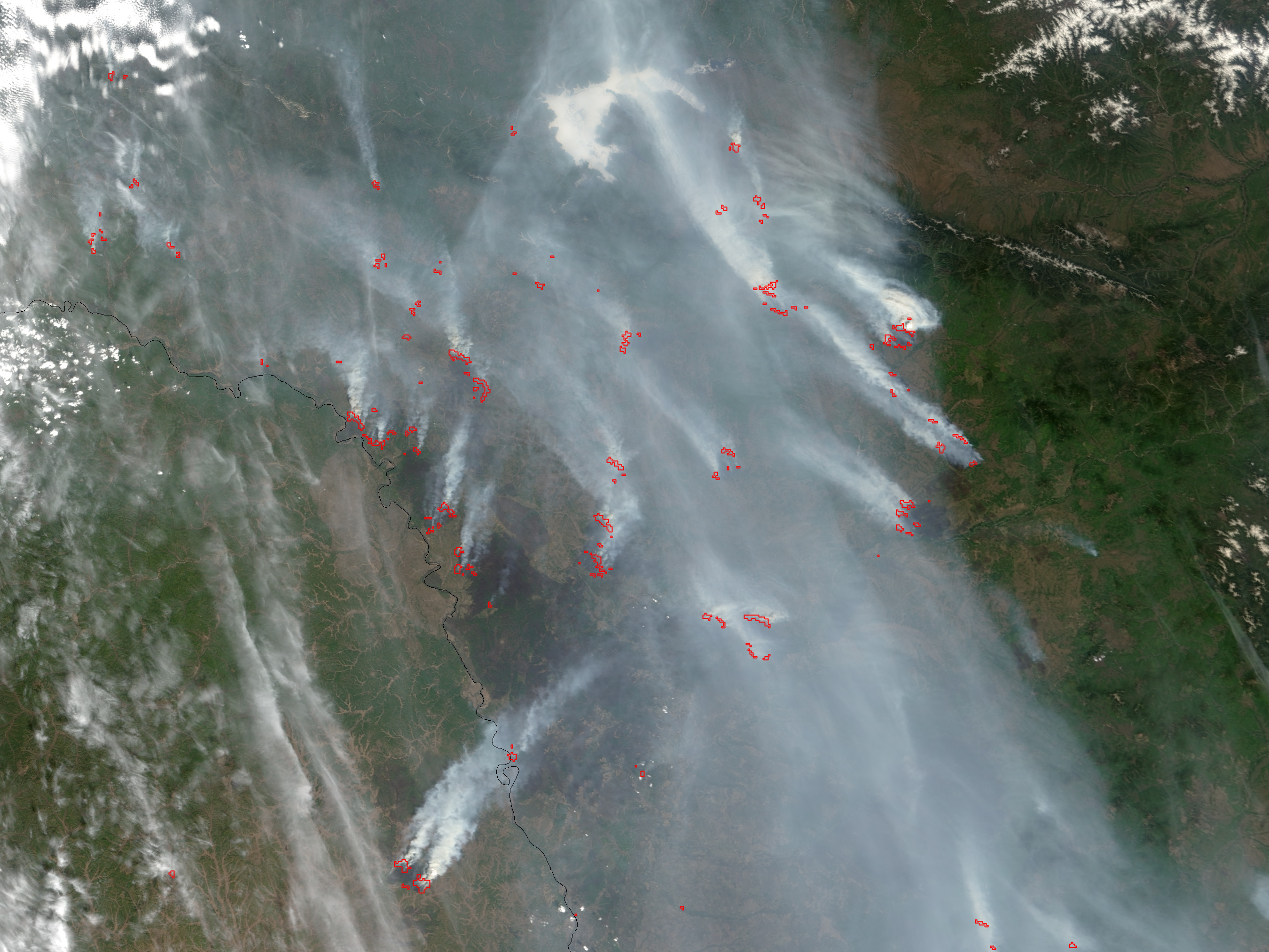 Fires in Russia and China near the Amur River - related image preview