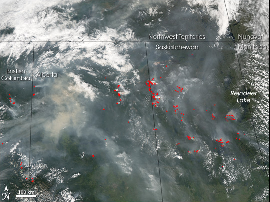 Fires in Central Canada