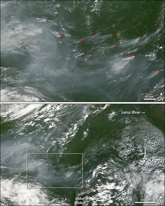 Fires North of Russia’s Lake Baikal