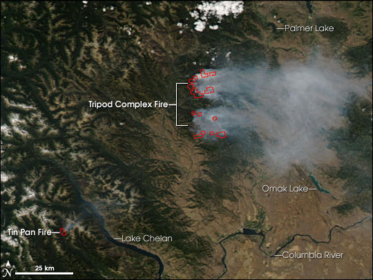 Chelan Complex Fire Map - Map Of Rose Bowl