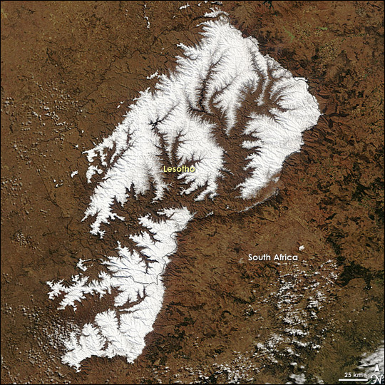 Snow in Lesotho and South Africa