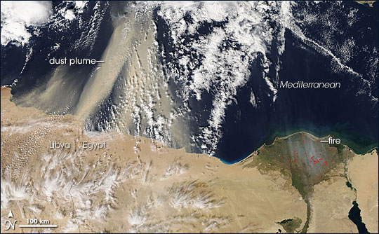 Dust and Smoke over the Mediterranean