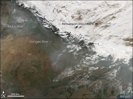 Haze along the Himalaya