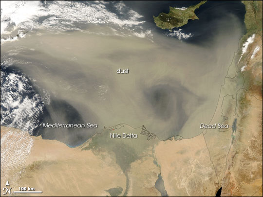 Dust Storm over the Mediterranean Sea