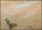 Bodele Depression Dust Storm, Lake Chad Fires