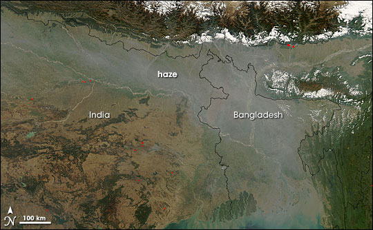 Haze over India, Bangladesh, and the Bay of Bengal