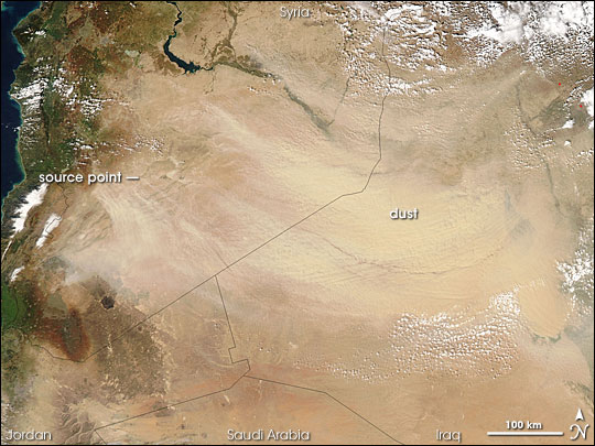 Dust Plumes over Syria and Iraq