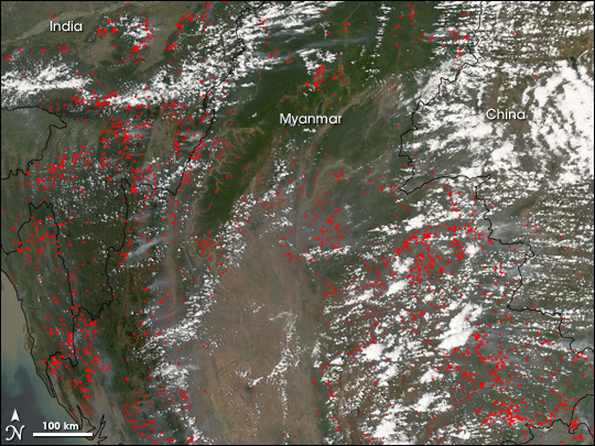 Fires in Myanmar (Burma)