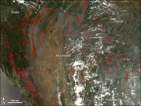 Fires in Myanmar (Burma)