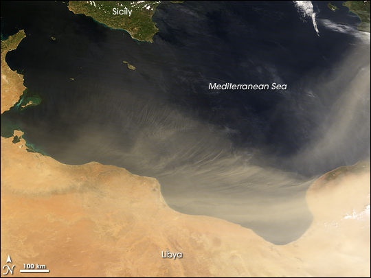 Dust in the Central Mediterranean