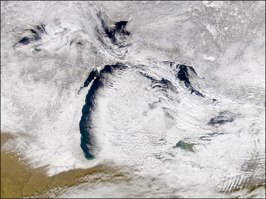 Snow Clouds Stream off Lake Michigan