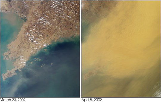 Dust Obscures Liaoning Province, China