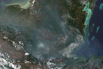 Smoke from Fires in Central America Drifts over Texas