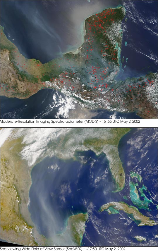 Smoke from Fires in Central America Drifts over Texas