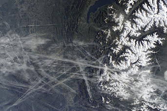 Contrail Web over the Central Rhône Valley, Eastern France - related image preview