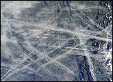Contrail Web over the Central Rhône Valley, Eastern France
