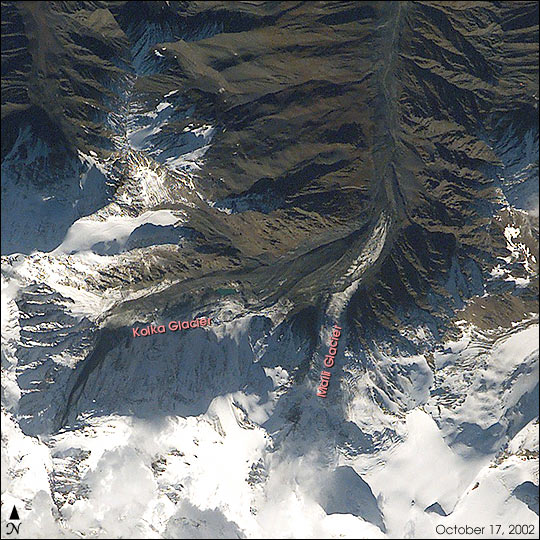 Space Shuttle view after Kolka Glacier Collapse