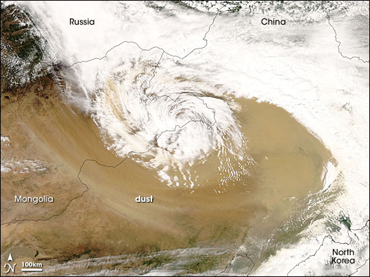 Dust over Mongolia and China